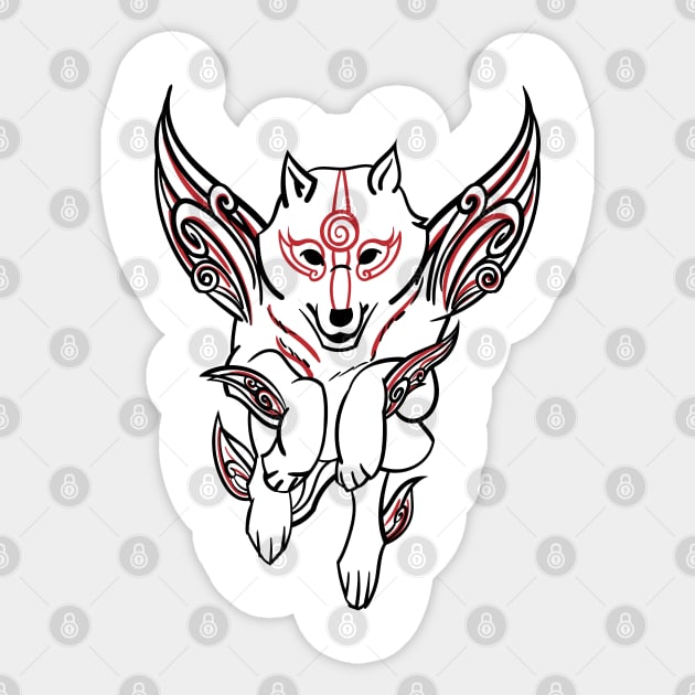 Okami Wolf Jump Sticker by SuperPancake